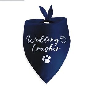 Wedding Crasher Dog Bandana Navy Blue Engagement Party Photo Prop Pet Scarf